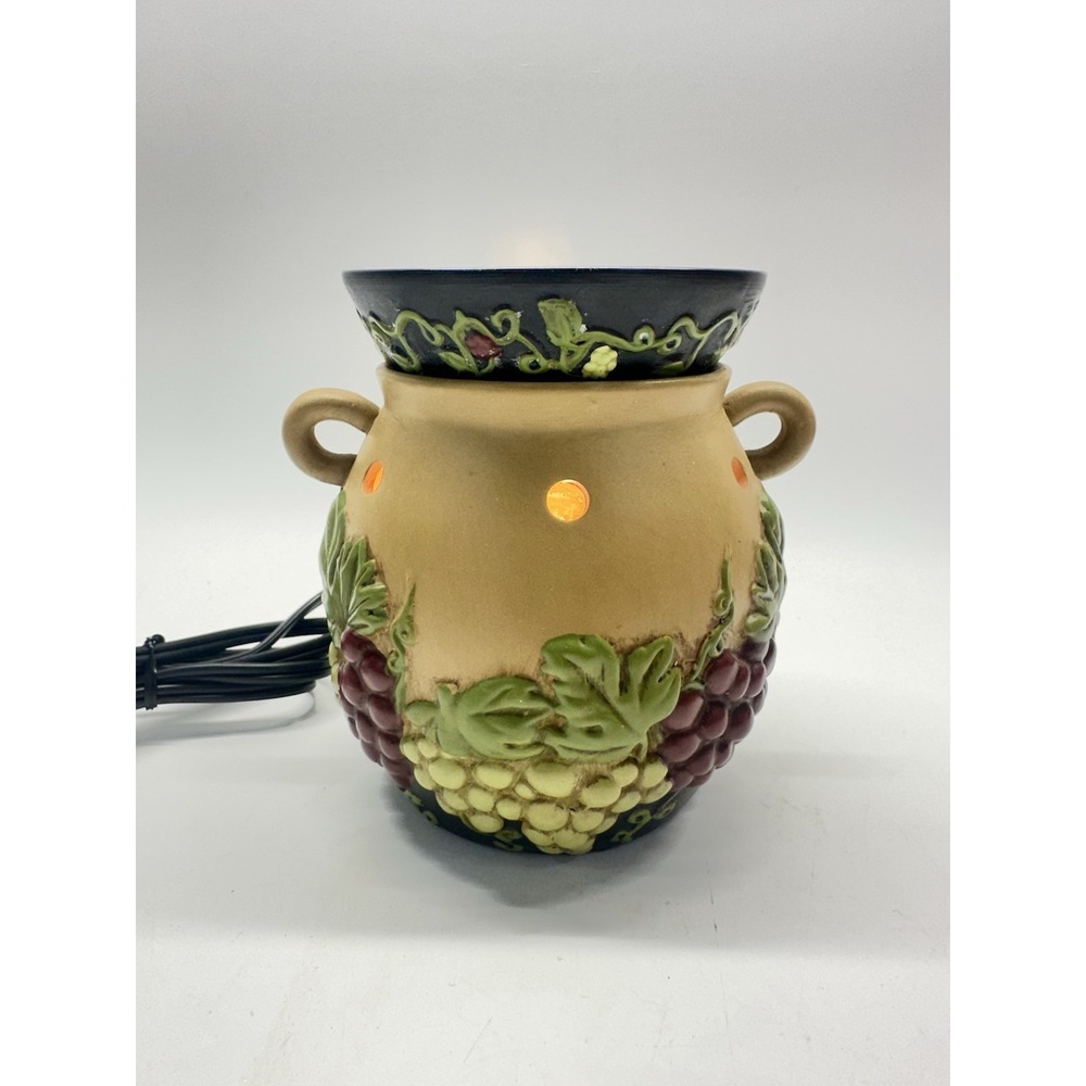 Scentsy Grapevine Wax Warmer Full Size Retired Tuscan Grape Bunches W/ NEW Bulb